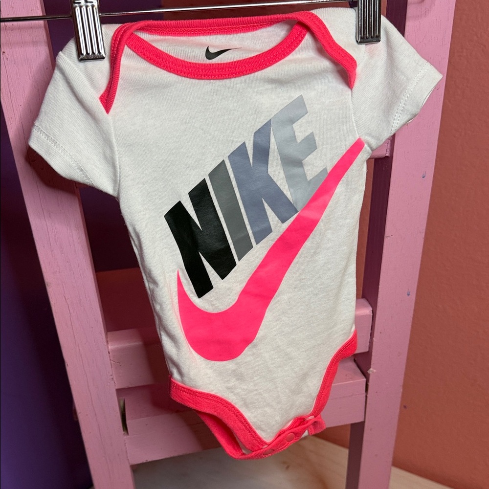 Nike Baby Bodysuit - White with Pink and Black